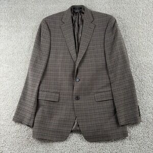 Lauren Ralph Lauren Blazer Mens 40L Brown Check Tweed Sport Coat Jacket Stretch